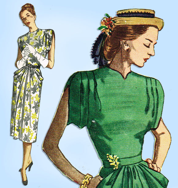 1940s Vintage Simplicity Sewing Pattern 2087 Uncut Misses Afternoon Dress Sz 34B - Vintage4me2