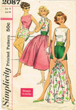1950s Vintage Simplicity Sewing Pattern 2087 Misses Play Suit & Skirt Sz 34 B - Vintage4me2