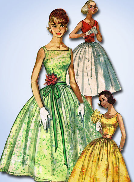 1950s Vintage Simplicity Sewing Pattern 2089 Easy Misses Cocktail Dress Sz 32 B