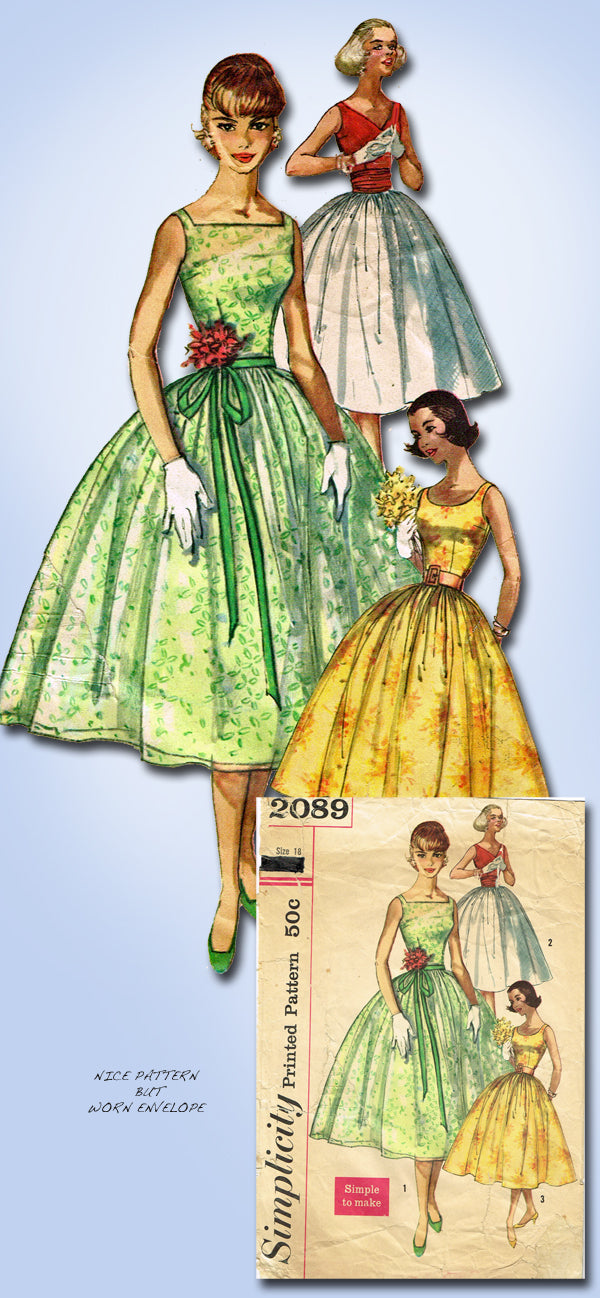 1950s Vintage Simplicity Sewing Pattern 2089 Misses Cocktail Dress 32B Vintage4me2 1950s Vintage Simplicity Sewing Pattern 2089 Misses Cocktail Dress 32B Vintage4me2