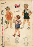1940s Vintage Simplicity Sewing Pattern 2090 Easy Toddler Boys Romper Size 2 - Vintage4me2