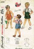 1940s Vintage Simplicity Sewing Pattern 2090 Easy Toddler Boys Romper Size 3 - Vintage4me2