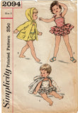 Simplicity 2094: 1950s Cute Baby Girls Bathingsuit Size 2 Vintage Sewing Pattern