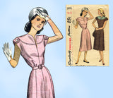 1940s Vintage Simplicity Sewing Pattern 2095 Pretty Misses Day Dress Sz 36 Bust