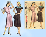 1940s Vintage Simplicity Sewing Pattern 2095 Pretty Misses Day Dress Sz 36 Bust