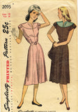 1940s Vintage Simplicity Sewing Pattern 2095 Pretty Misses Day Dress Sz 36 Bust