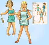 1950s Vintage Simplicity Sewing Pattern 2095 Toddler Girls Play Clothes Set Sz 2 - Vintage4me2