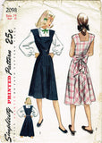 1940s Vintage Simplicity Sewing Pattern 2098 Cute Misses Sun Dress or Jumper 32B - Vintage4me2