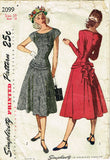 1940s Original Vintage Simplicity Pattern 2099 Teen Misses Bustle Back Dress 29B