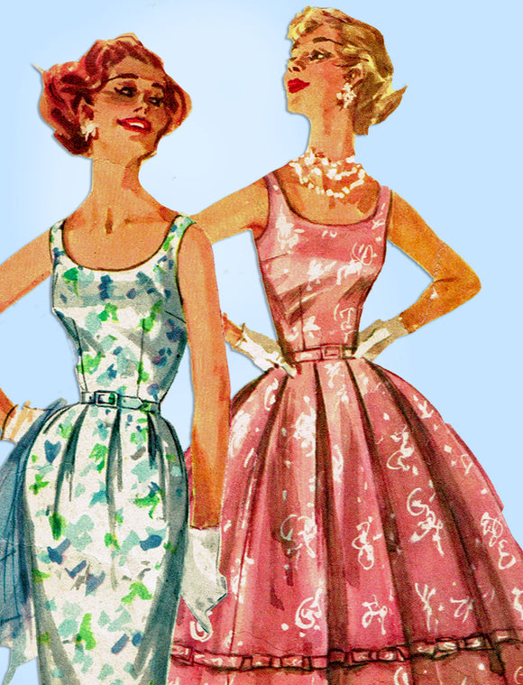 1950s Vintage Simplicity Sewing Pattern 2104 Misses Sun or Party Dress Sz 32 B - Vintage4me2