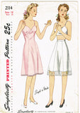 1940s Vintage Simplicity Sewing Pattern 2114 Simple Misses Princess Slip Sz 36 B