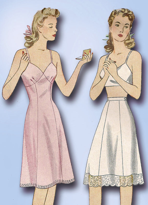 1940s Vintage Simplicity Sewing Pattern 2114 Simple Misses Princess Slip Sz 36 B