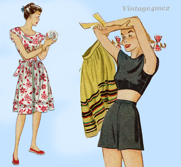 Simplicity 2120: 1940s Cute Misses 2 Piece Playsuit 34 B Vintage Sewing Pattern