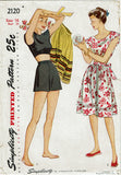 Simplicity 2120: 1940s Cute Misses 2 Piece Playsuit 34 B Vintage Sewing Pattern