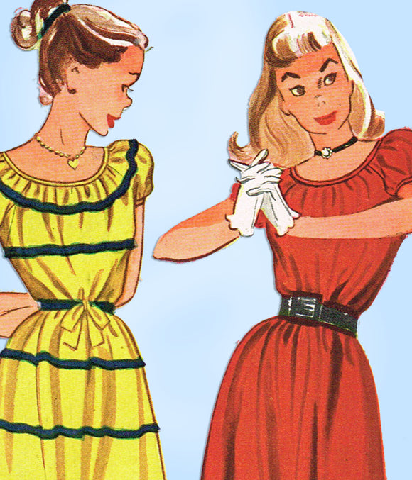 1940s Vintage Simplicity Sewing Pattern 2125 Teen Misses Easy Dress Size 10 28B - Vintage4me2