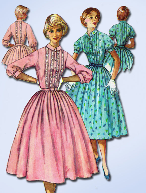 1950s Vintage Simplicity Sewing Pattern 2126 Uncut Misses Shirtwaist Dress Sz 32