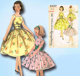 1950s Vintage Simplicity Sewing Pattern 2127 Little Girls Party Dress Size 7