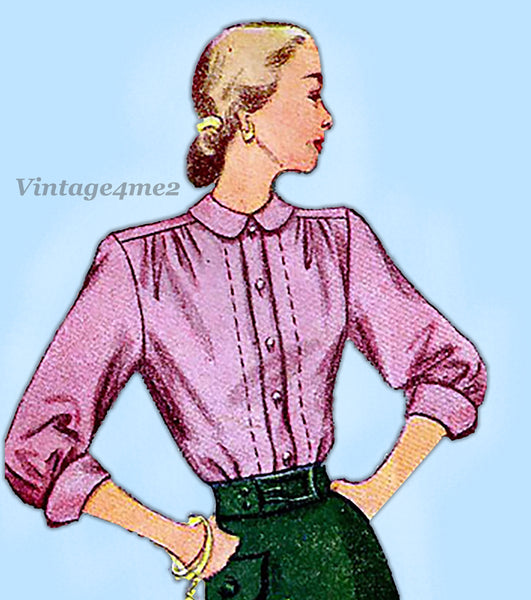Simplicity 2132: 1940s Uncut Misses Blouse Sz 36 B Vintage Sewing Pattern