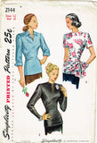 1940s Original Vintage Simplicity Pattern 2144 Uncut Misses Peplum Blouse Sz 30B