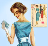 1950s Vintage Simplicity Sewing Pattern 2144 Misses Easy Cocktail Dress Sz 33 B - Vintage4me2
