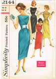 1950s Vintage Simplicity Sewing Pattern 2144 Misses Easy Cocktail Dress Sz 36 B - Vintage4me2
