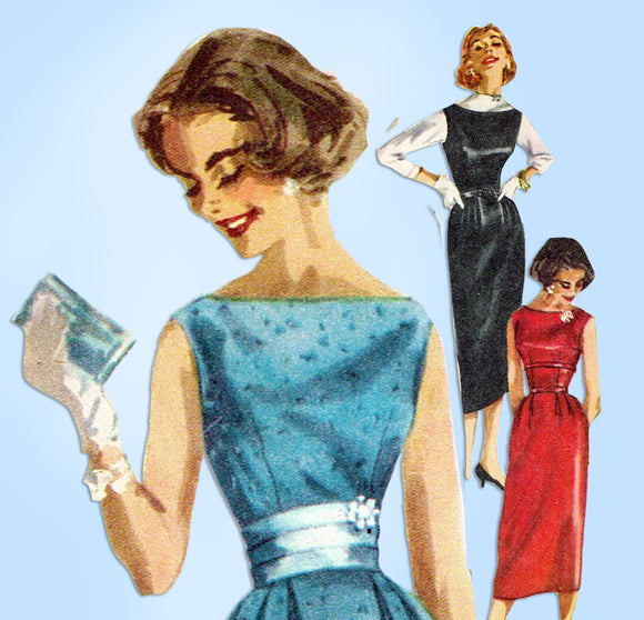 1950s Vintage Simplicity Sewing Pattern 2144 Misses Easy Cocktail Dress Sz 36 B - Vintage4me2