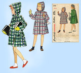 1940s Vintage Simplicity Sewing Pattern 2145 Cute Girls Hooded Coat Size 8