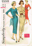 1950s Vintage Simplicity Sewing Pattern 2153 Easy Misses Slender Dress Size 36 B