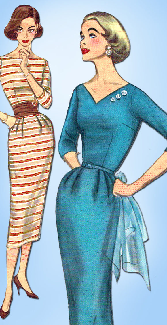 1950s Vintage Simplicity Sewing Pattern 2153 Easy Misses Slender Dress Size 36 B