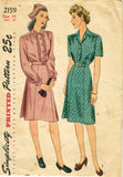 1940s Vintage Simplicity Sewing Pattern 2159 Charming Misses Shirtwaist Dress 14 - Vintage4me2
