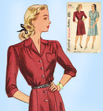 1940s Vintage Simplicity Sewing Pattern 2160 Misses Shirtwaist Dress Sz 34 Bust - Vintage4me2