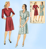 1940s Vintage Simplicity Sewing Pattern 2160 Misses Shirtwaist Dress Sz 34 Bust - Vintage4me2
