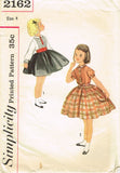 1950s Vintage Simplicity Sewing Pattern 2162 Toddler Girls Tucked Dress Sz 4 - Vintage4me2