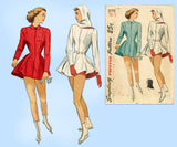 1940s Vintage Simplicity Sewing Pattern 2170 Misses Skating Costume with Hood Sz 30 B