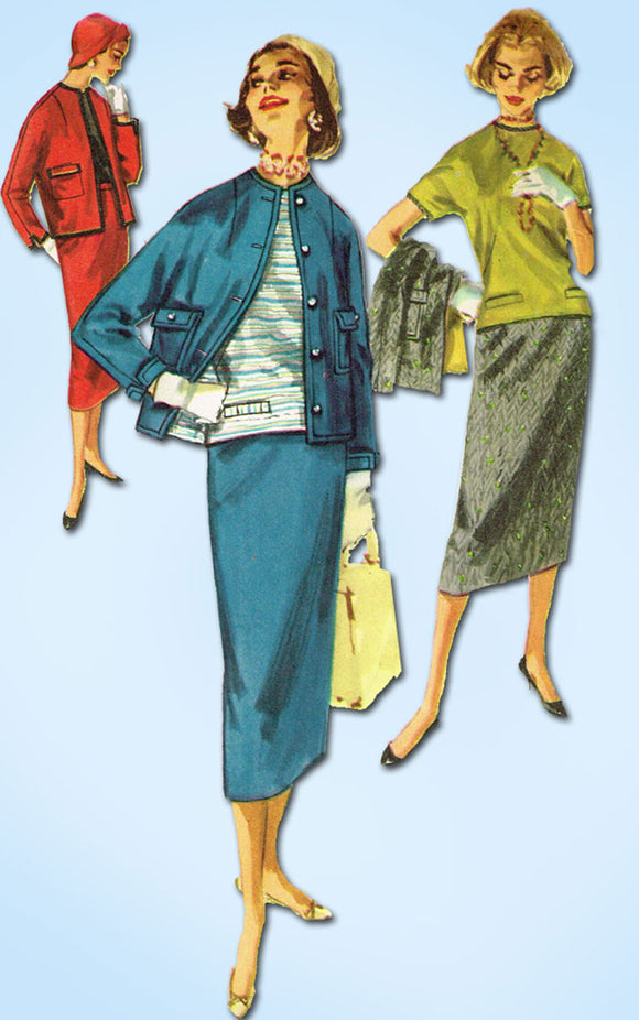 1950s Vintage Simplicity Sewing Pattern 2171 Uncut Easy Misses Suit Size 16 36B