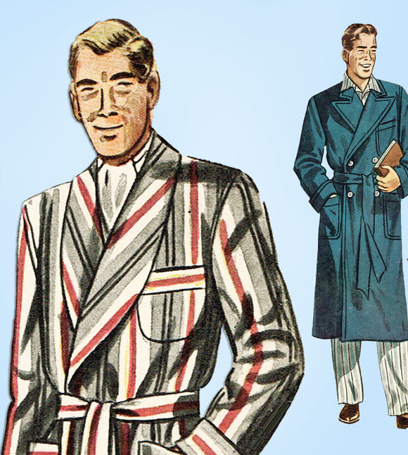 1940s Vintage Simplicity Sewing Pattern 2172 Men's Bathrobe Size Medium