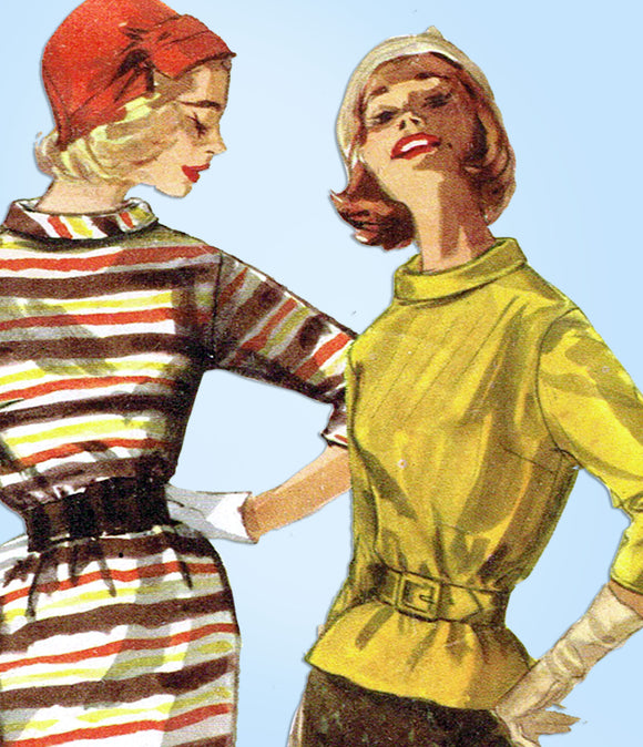 1950s Vintage Simplicity Sewing Pattern 2173 Uncut Misses 1 or 2 PC Dress Sz 33B - Vintage4me2