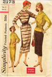1950s Vintage Simplicity Sewing Pattern 2173 Uncut Misses 1 or 2 PC Dress Sz 33B - Vintage4me2