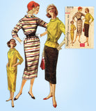 1950s Vintage Simplicity Sewing Pattern 2173 Uncut Misses 1 or 2 PC Dress Sz 33B - Vintage4me2
