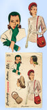 1940s Original Vintage Simplicity Pattern 2173 Misses Hat Gloves Purse Set