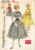 1950s Vintage Simplicity Sewing Pattern 2179 Misses Dress w Plastron Front Sz 34 B