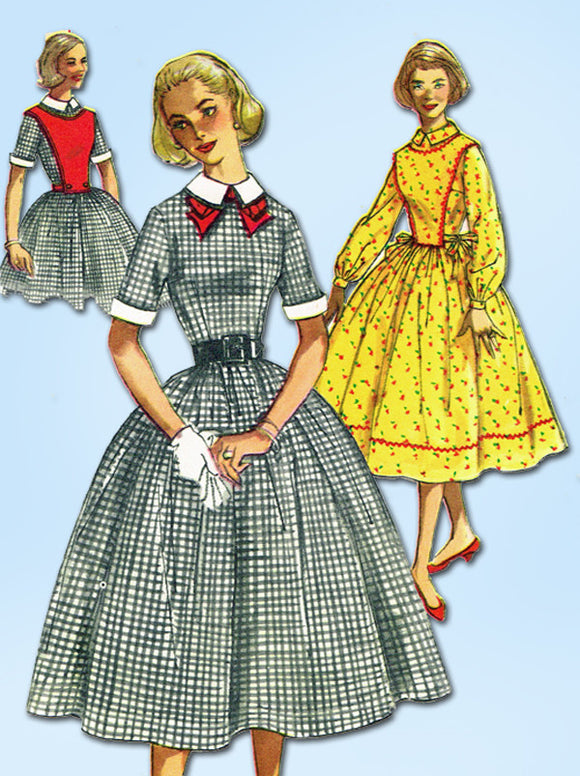 1950s Vintage Simplicity Sewing Pattern 2179 Misses Dress w Plastron Front Sz 34 B