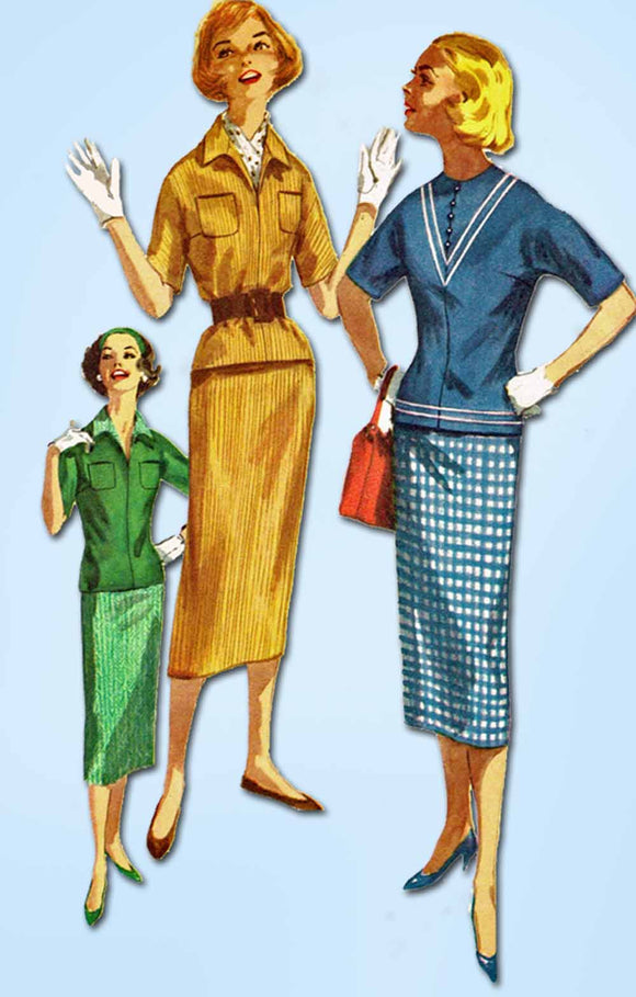 1950s Vintage Simplicity Sewing Pattern 2180 Uncut Misses 2 PC Dress Sz 12 32B