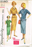 1950s Vintage Simplicity Sewing Pattern 2180 Uncut Misses 2 PC Dress Sz 12 32B