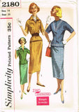 1950s Vintage Simplicity Sewing Pattern 2180 FF Misses Easy 2 PC Dress Size 14