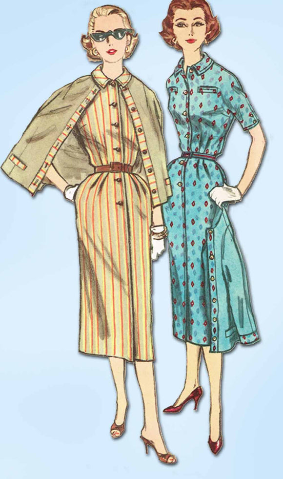 1950s Vintage Simplicity Sewing Pattern 2182 Uncut Misses Slenderette Dress Sz12
