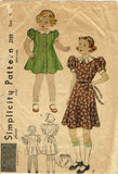 1930s Vintage Simplicity Sewing Pattern 2189 Toddler Girls Princess Dress Size 4 - Vintage4me2