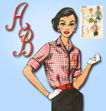 1950s Original Vintage Simplicity Pattern 2195 Misses Monogram Blouse Sz 36 B - Vintage4me2