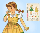 1940s Vintage Simplicity Sewing Pattern 2198 WWII Toddler Girls Jumper Dress Sz4 -Vintage4me2