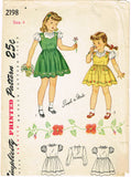 1940s Vintage Simplicity Sewing Pattern 2198 WWII Toddler Girls Jumper Dress Sz4 -Vintage4me2